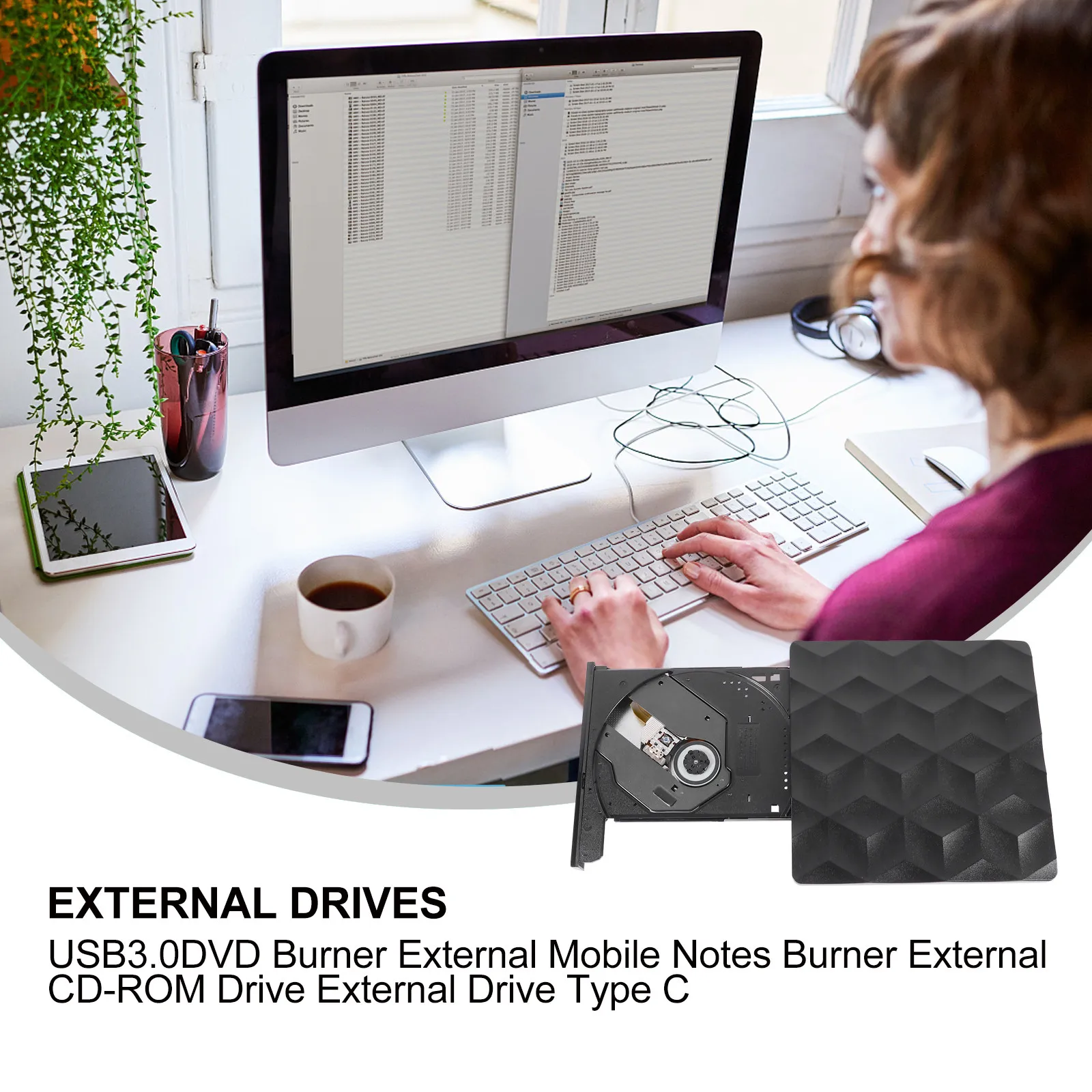 USB 3.0 Type-C External Dvd Burner Player Portable Dvd Drive Plug Play Compatible for Laptop Desktop Pc Vista 7 8
USB 3.0 Type-C External Dvd Burner Player Portable Dvd Drive Plug Play Compatible for Laptop Desktop Pc Vista 7 8