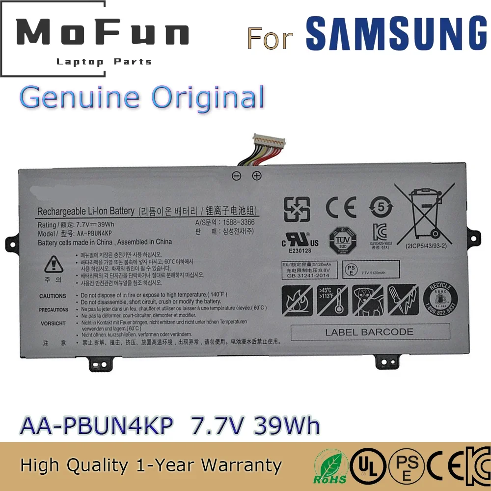 Brand New Original AA-PBUN4KP 7.7V 39Wh Laptop Battery for Samsung 930QAA 930QBE NP930QAA NT930QAA etc.
Brand New Original AA-PBUN4KP 7.7V 39Wh Laptop Battery for Samsung 930QAA 930QBE NP930QAA NT930QAA etc.