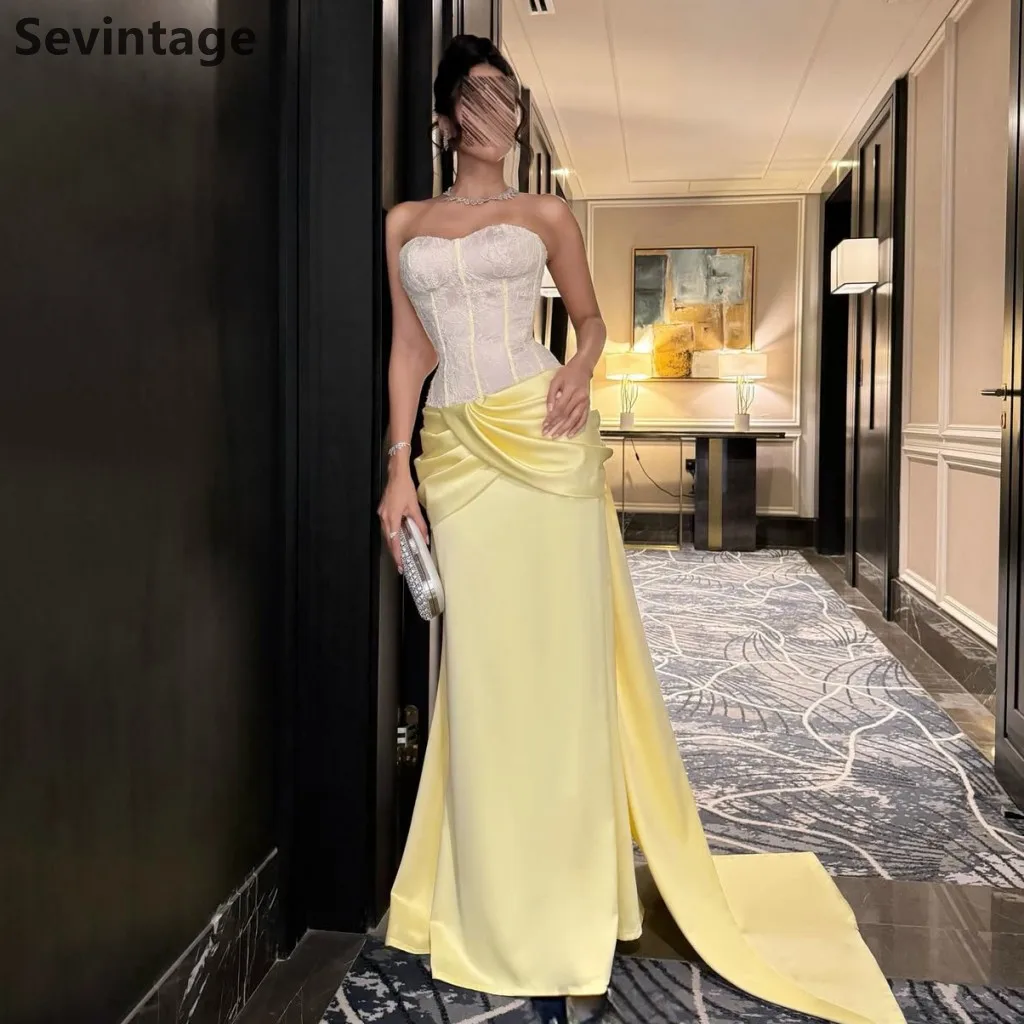 Sevintage 2025 Yellow Satin Mermaid Maxi Evening Dress Sweetheart Prom Gown For Wedding Farmol Party Dress Customized
Sevintage 2025 Yellow Satin Mermaid Maxi Evening Dress Sweetheart Prom Gown For Wedding Farmol Party Dress Customized