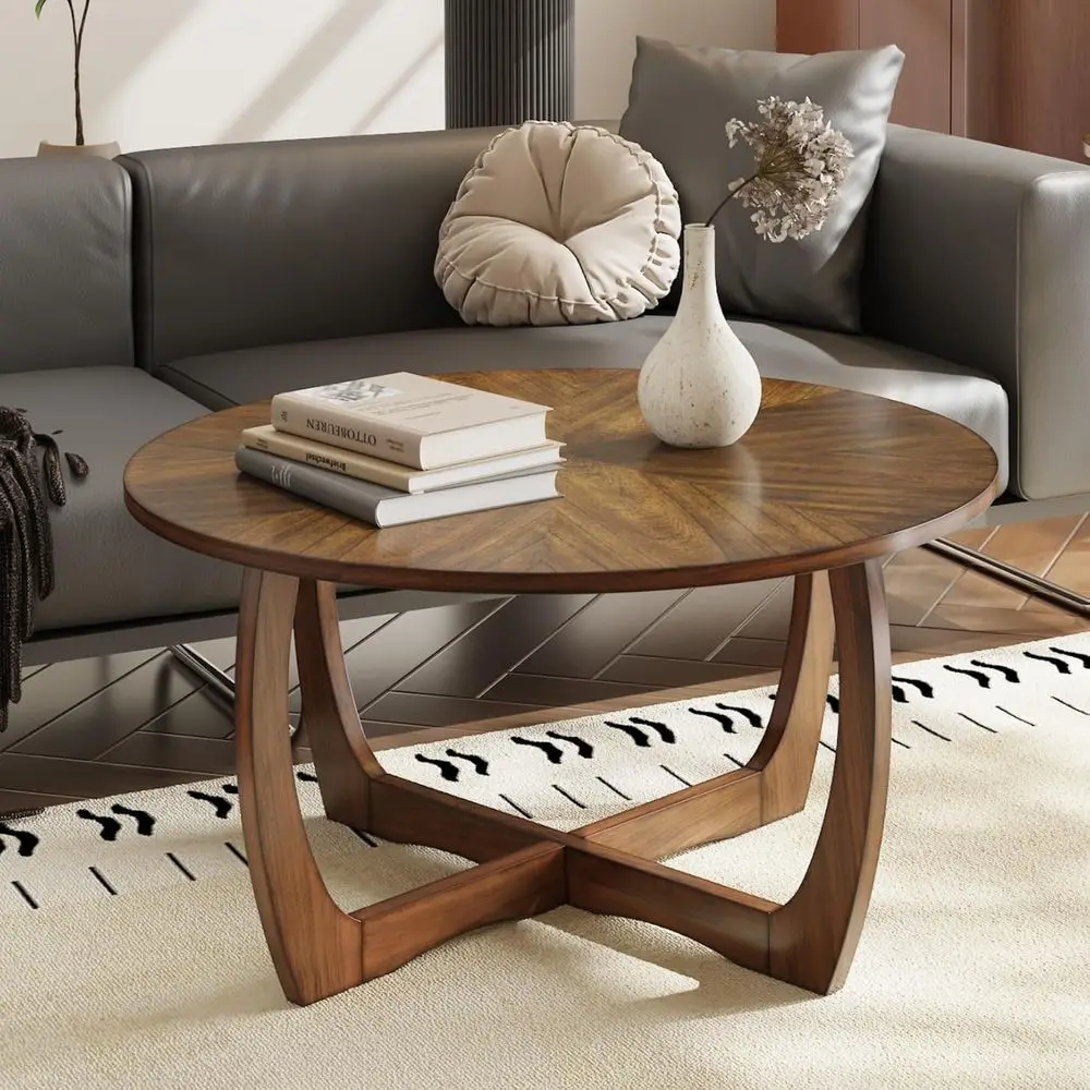 Solid Wood Splicing Top Cocktail Table, Traditional Style, 33.5 Round, Easy Assembly, Rustic Brown
Solid Wood Splicing Top Cocktail Table, Traditional Style, 33.5 Round, Easy Assembly, Rustic Brown