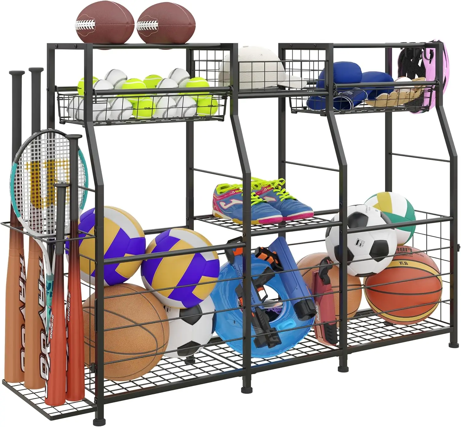 Garage Sports Equipment Organizer with Wheels, Ball Storage Rack, Indoor/Outdoor Gear and Toy Storage in Black
Garage Sports Equipment Organizer with Wheels, Ball Storage Rack, Indoor/Outdoor Gear and Toy Storage in Black