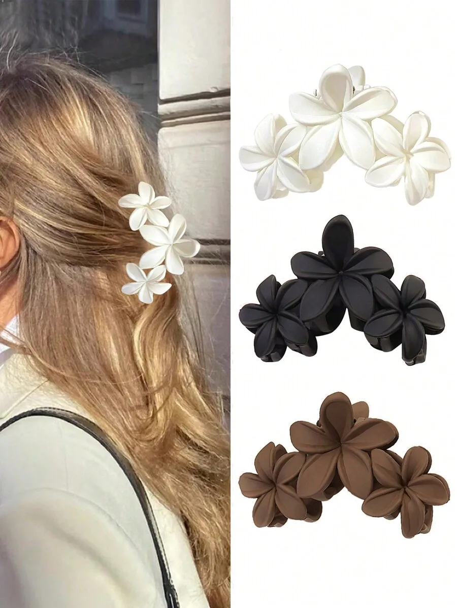 3pcs Medium Frosted Flower Hair Claw Clips For Women White Black Coffee Plumeria Style Hair Accessories
3pcs Medium Frosted Flower Hair Claw Clips For Women White Black Coffee Plumeria Style Hair Accessories