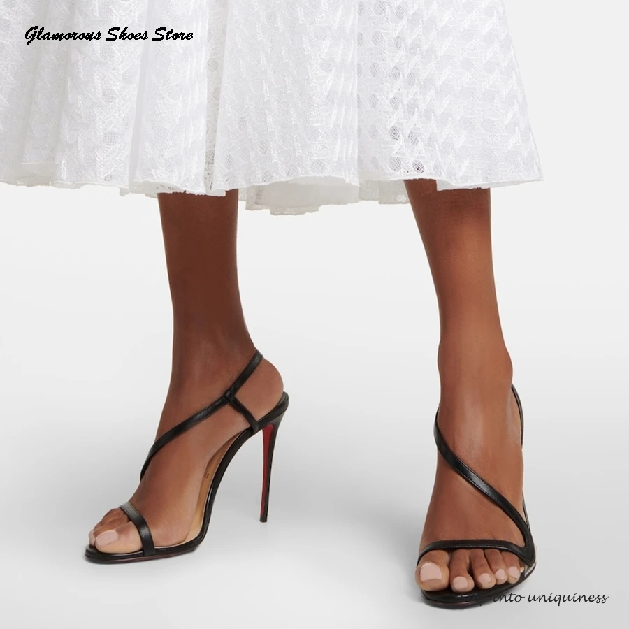 Women's Leather Strappy Sandals Elegant Office Ladies Round Open toe Thin High Heels Summer Fashion Slip On Modern Stilettos 
Women's Leather Strappy Sandals Elegant Office Ladies Round Open toe Thin High Heels Summer Fashion Slip On Modern Stilettos