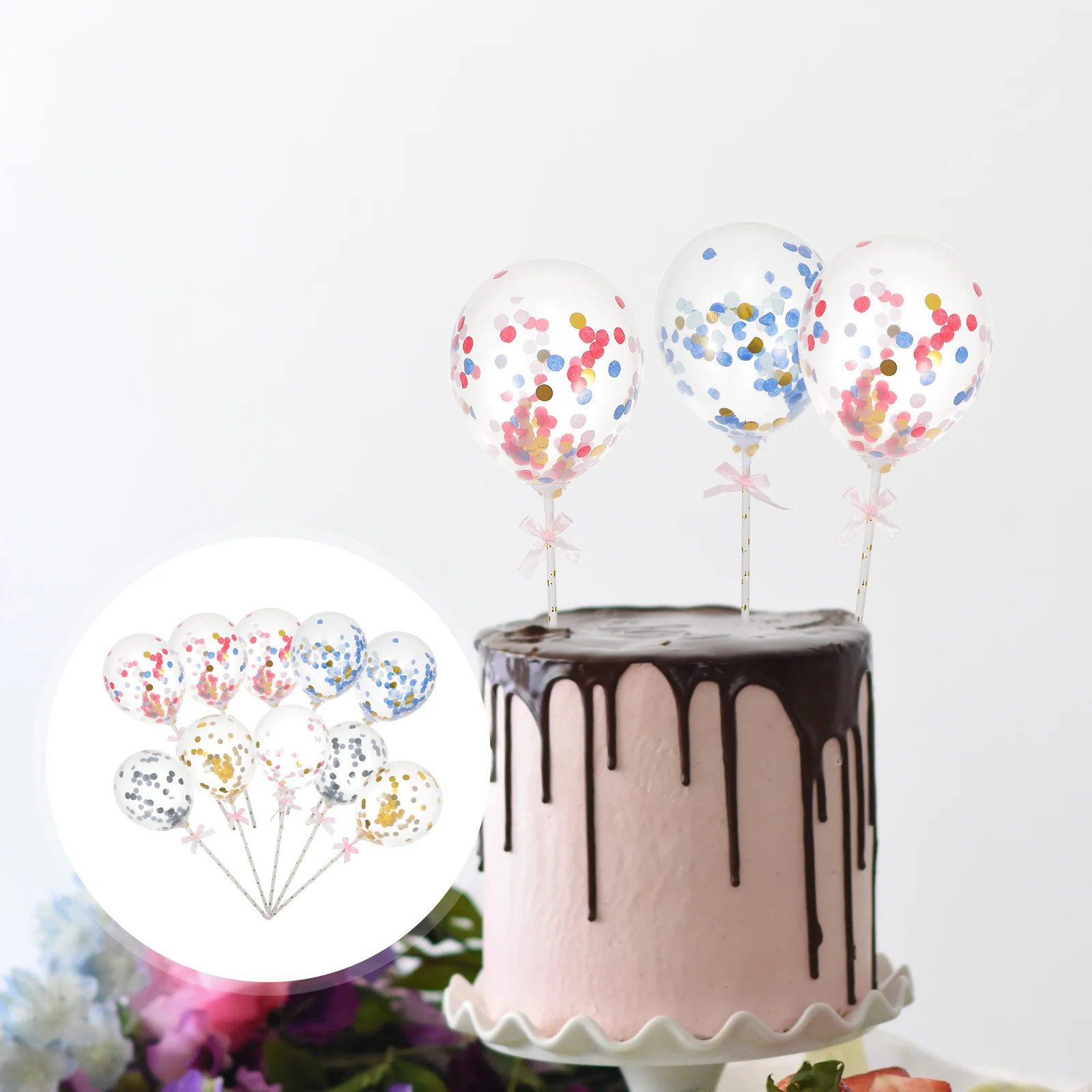 10PCS Cake Topper Balloon Inserts 5 Inch Mix Colors Festival Supplies Xmas Dessert Picks Baking Accessories
10PCS Cake Topper Balloon Inserts 5 Inch Mix Colors Festival Supplies Xmas Dessert Picks Baking Accessories