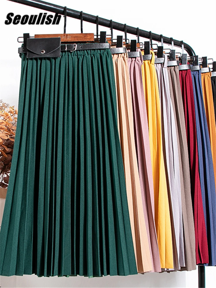 Seoulish High Waist Pleated Women's Midi Skirts with Belted 2022 New Spring Summer Solid Elegant Chic A-Line Skirts Female
Seoulish High Waist Pleated Women's Midi Skirts with Belted 2022 New Spring Summer Solid Elegant Chic A-Line Skirts Female
