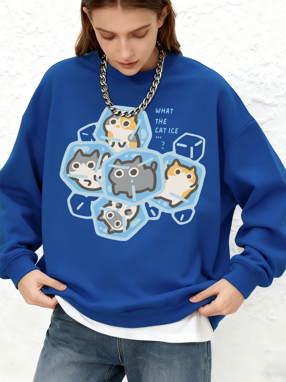 Толстовки с принтом льда What The Cat, женские осенние толстовки с круглым вырезом, большие размеры, теплый пуловер с длинными рукавами, базовая одежда для бега
Толстовки с принтом льда What The Cat, женские осенние толстовки с круглым вырезом, большие размеры, теплый пуловер с длинными рукавами, базовая одежда для бега