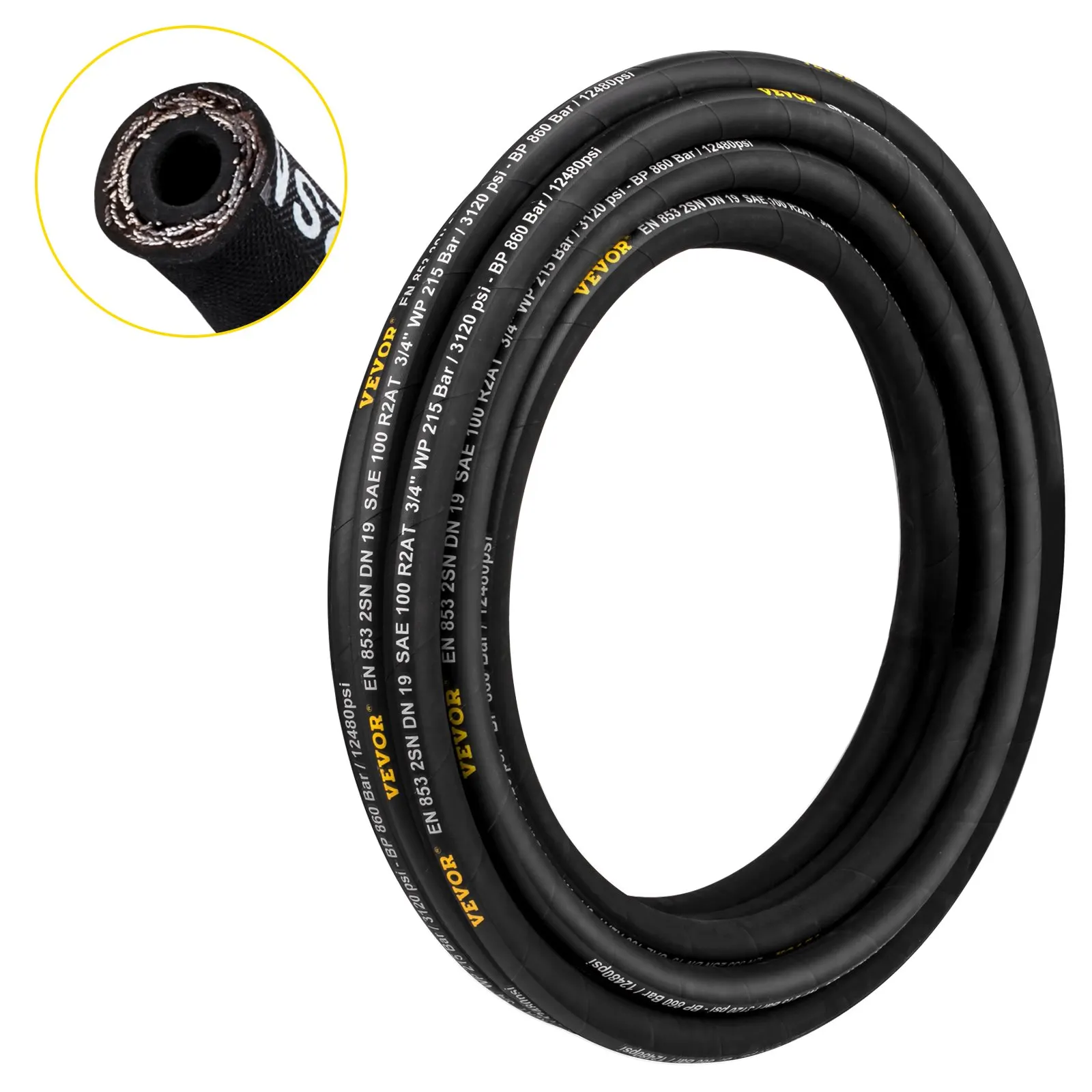 Hydraulic Hose 3/8 Inch X 100 Ft, Coiled Hydraulic Hose 4800 PSI, Rubber Hydraulic Hose With 2 High-Tensile Steel Wire Braid,
Hydraulic Hose 3/8 Inch X 100 Ft, Coiled Hydraulic Hose 4800 PSI, Rubber Hydraulic Hose With 2 High-Tensile Steel Wire Braid,