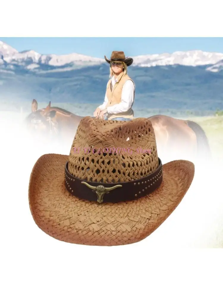 N5KF Fashion Straw Cowboy Headwear Sizing Outdoor Hat Perfect For Enthusiasts
N5KF Fashion Straw Cowboy Headwear Sizing Outdoor Hat Perfect For Enthusiasts
