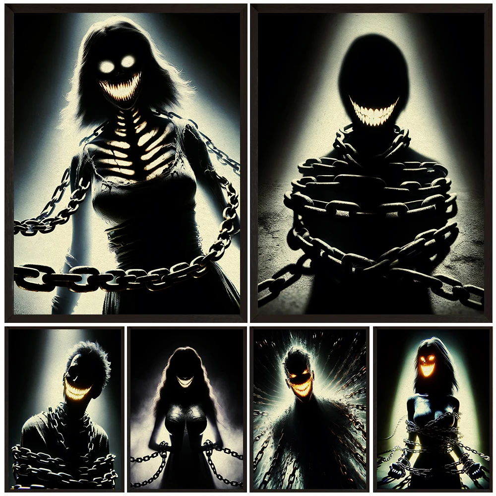 Shadow Monster Bound By Chains,Vintage Wall Art Canvas Painting,Smiling Devil, Horror Dark Art Poster And Print, Home Decoration
Shadow Monster Bound By Chains,Vintage Wall Art Canvas Painting,Smiling Devil, Horror Dark Art Poster And Print, Home Decoration