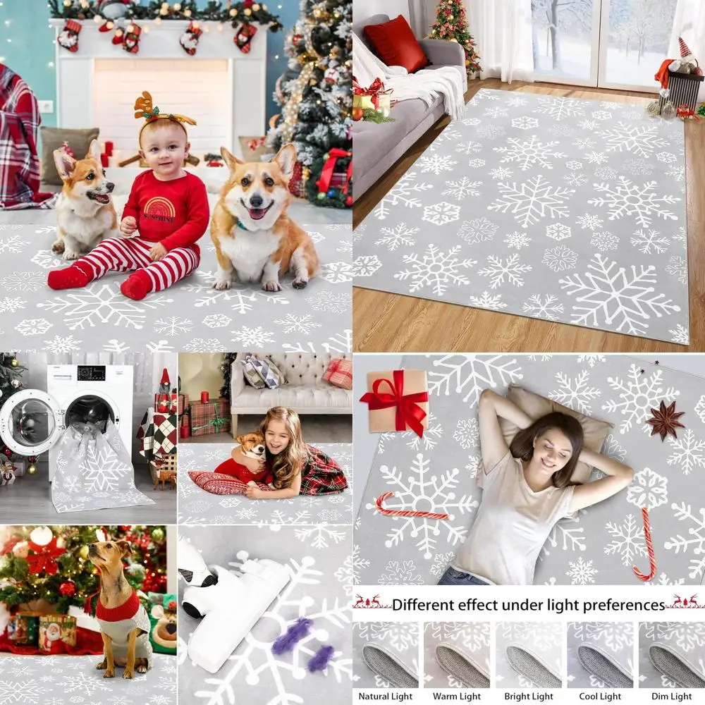 Grey 5x7 ft Snowflake Christmas Rug - Machine Washable, Non-Slip, Stain Resistant for Holiday Decor
Grey 5x7 ft Snowflake Christmas Rug - Machine Washable, Non-Slip, Stain Resistant for Holiday Decor