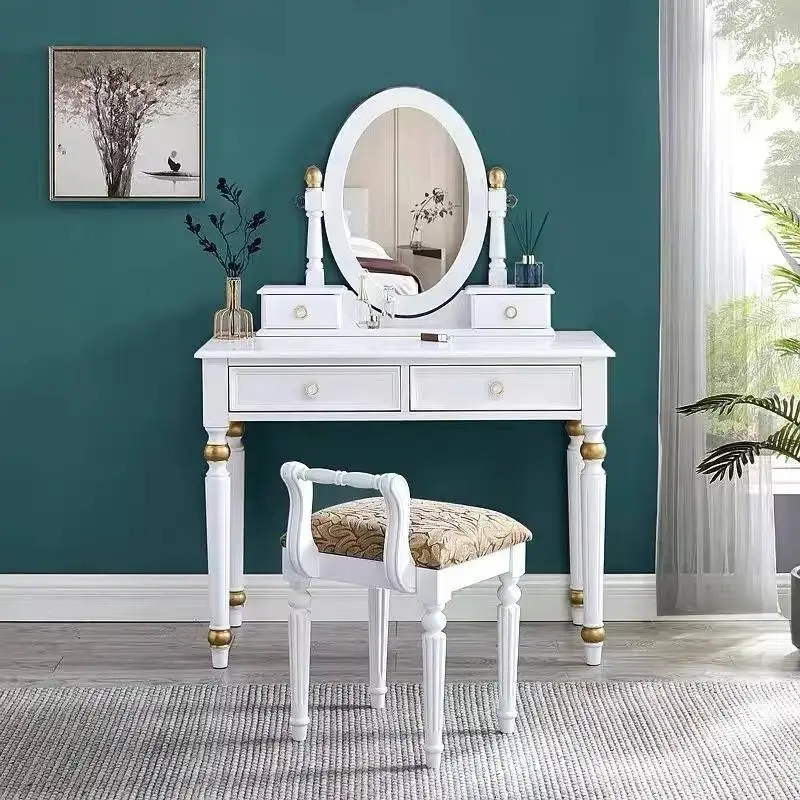 Nordic White Vanity Table Modern Wooden Aesthetic Space Saving Drawers Dresser Organizer Adult Luxury Penteadeira Furniture
Nordic White Vanity Table Modern Wooden Aesthetic Space Saving Drawers Dresser Organizer Adult Luxury Penteadeira Furniture