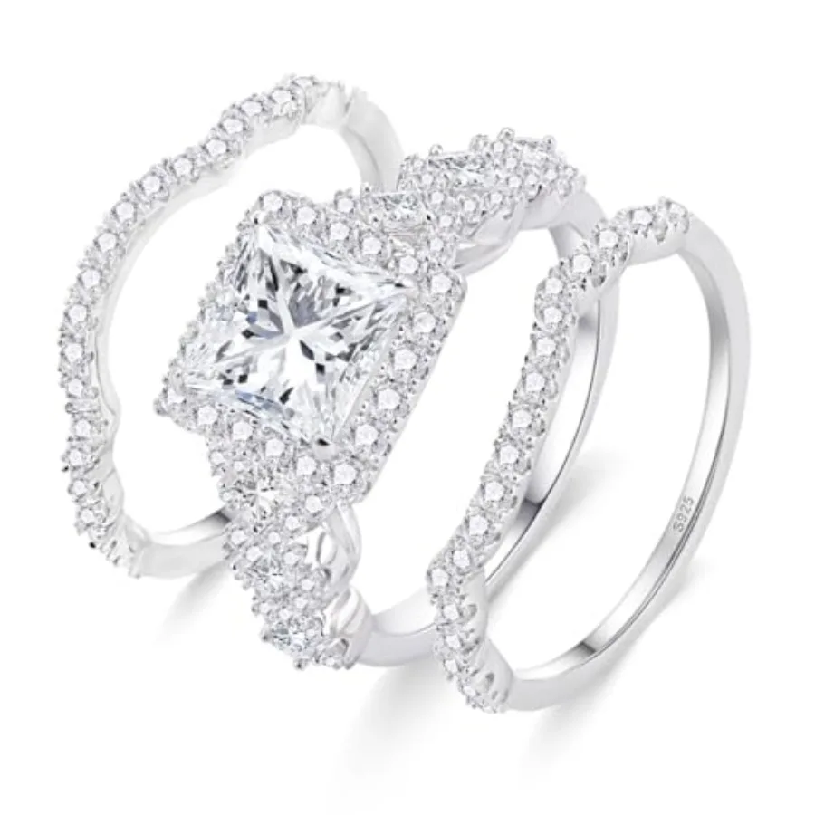 3CT Moissanite Wedding Ring Set for Women D Color VVS1 Princess Cut Halo Bridal Set Wedding Bands S925 Sterling Silver with 18K
3CT Moissanite Wedding Ring Set for Women D Color VVS1 Princess Cut Halo Bridal Set Wedding Bands S925 Sterling Silver with 18K