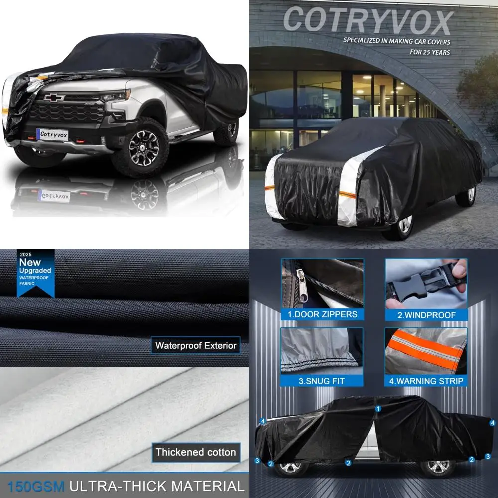 Custom Fit Truck Cover for Extended Cab Short Bed 1998-2026, Door Zipper, 12-Layer Exterior Pickup Protection
Custom Fit Truck Cover for Extended Cab Short Bed 1998-2026, Door Zipper, 12-Layer Exterior Pickup Protection
