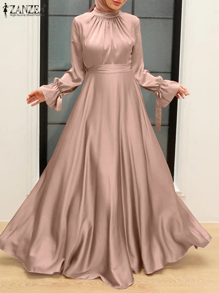 Elegant Muslim Dress Abaya Women Long Dress 2025 ZANZEA Long Sleeve Satin Party Sundress Robe Femme Turkey Hijab Vestidos Kaftan
Elegant Muslim Dress Abaya Women Long Dress 2025 ZANZEA Long Sleeve Satin Party Sundress Robe Femme Turkey Hijab Vestidos Kaftan