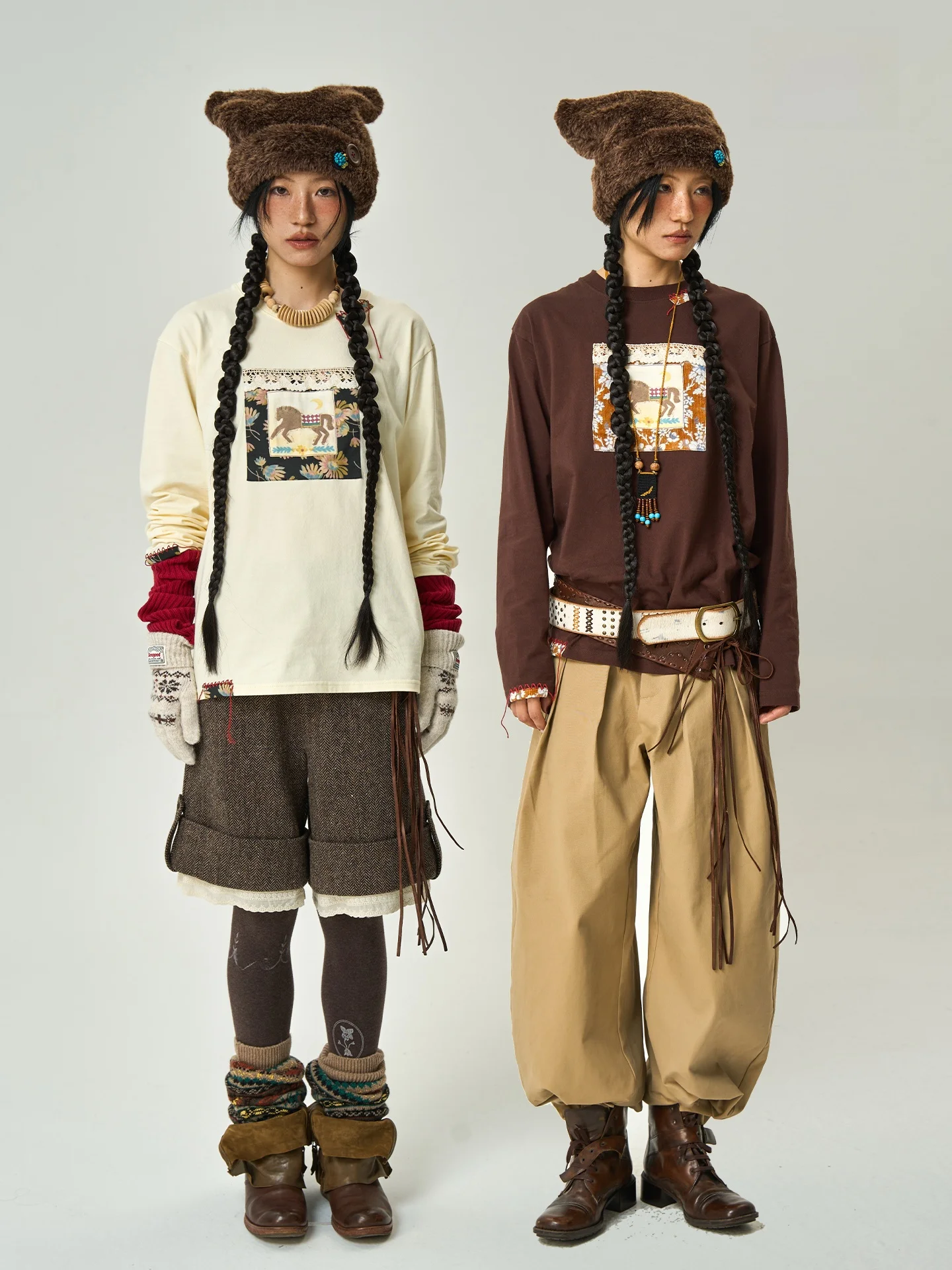 Enteralt Handmade Wool Patch Design Loose Long Sve T-irt Inner Wear Casual Sle Pure Cotton Men Women Universal round Ne
Enteralt Handmade Wool Patch Design Loose Long Sve T-irt Inner Wear Casual Sle Pure Cotton Men Women Universal round Ne