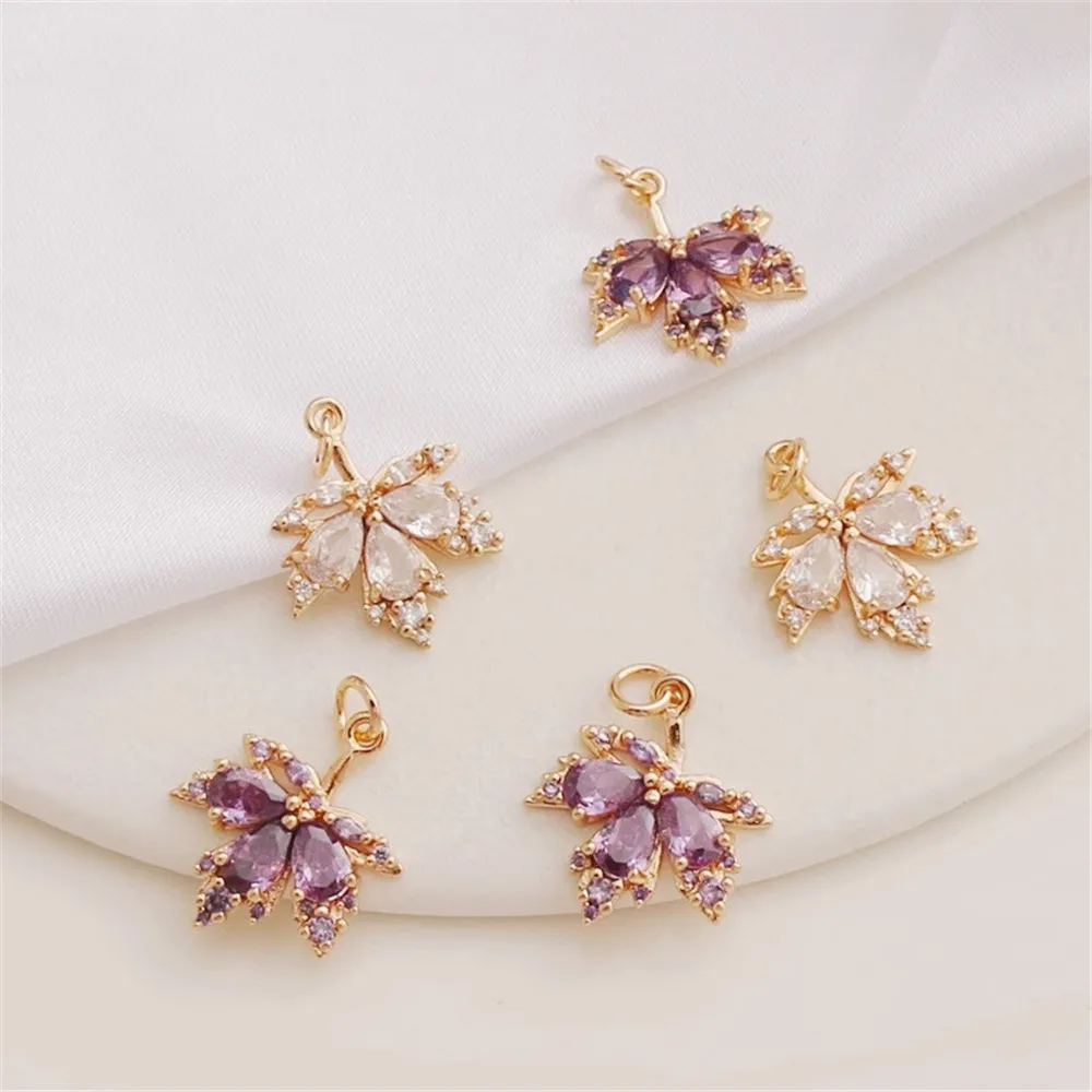 14k Gold Color-preserving Inlay Zircon Maple Leaf Pendant DIY Handmade Bracelet Necklace Earrings Hanging Tag Charm Accessories
14k Gold Color-preserving Inlay Zircon Maple Leaf Pendant DIY Handmade Bracelet Necklace Earrings Hanging Tag Charm Accessories