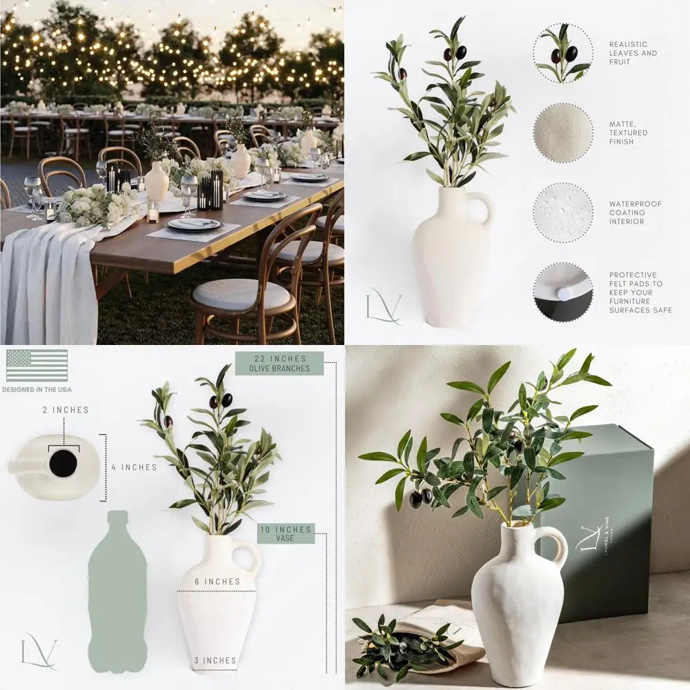 10 Inch Textured Ceramic Vase with Olive Branches, 22 Inch Tall White Medium Vase Artificial Topiaries, Minimalist Decor for Hom
10 Inch Textured Ceramic Vase with Olive Branches, 22 Inch Tall White Medium Vase Artificial Topiaries, Minimalist Decor for Hom