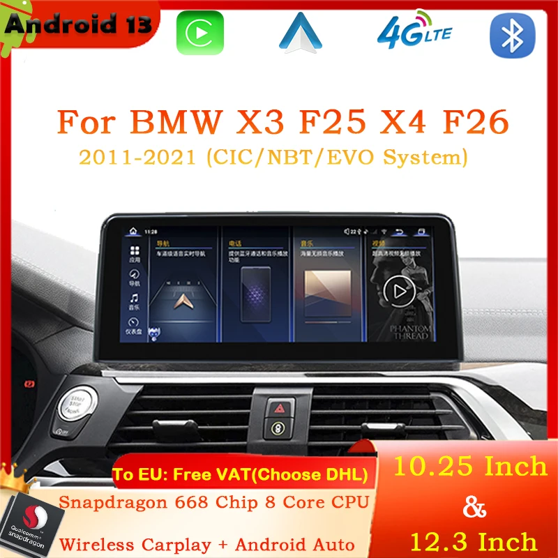 Qualcomm 668 Android 13 Car Multimedia Player Carplay Radio For BMW X3 F25 X4 F26 2011-2021 Androidauto Navigation GPS Screen
Qualcomm 668 Android 13 Car Multimedia Player Carplay Radio For BMW X3 F25 X4 F26 2011-2021 Androidauto Navigation GPS Screen