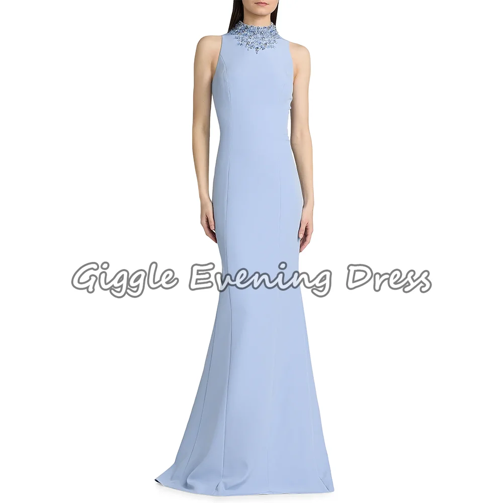 Luxury Women's Evening Gown Elegant Sleeveless Party Dress High Neck Floor Length Saudi Formal Beading Crepe Long Prom Dresses
Luxury Women's Evening Gown Elegant Sleeveless Party Dress High Neck Floor Length Saudi Formal Beading Crepe Long Prom Dresses