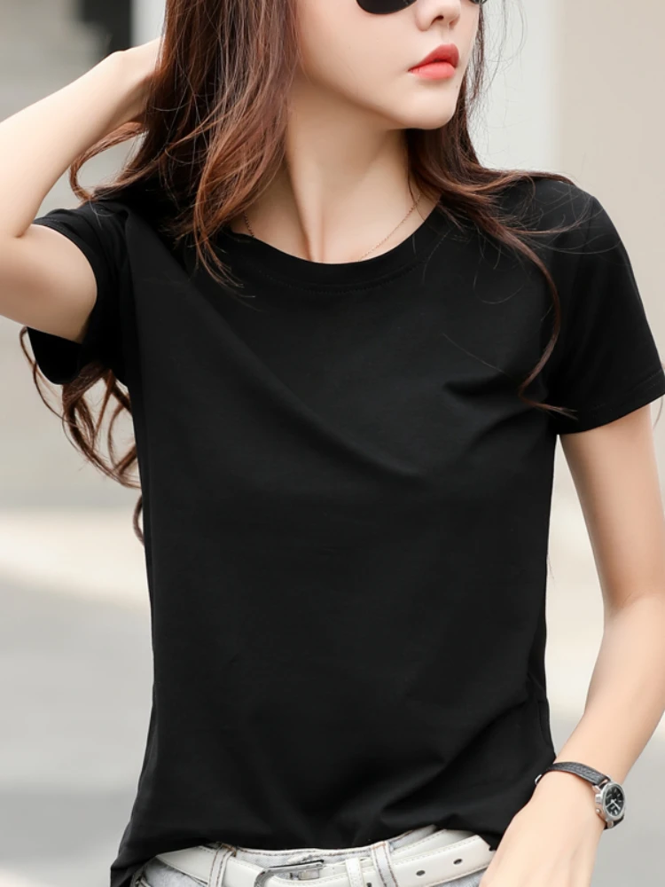 T-Shirt For Women 2025 Summer Tops Basic Solid Cotton T Shirt Casual Woman Clothes Loose Tshirts Short Sleeve Tee Shirt Femme
T-Shirt For Women 2025 Summer Tops Basic Solid Cotton T Shirt Casual Woman Clothes Loose Tshirts Short Sleeve Tee Shirt Femme