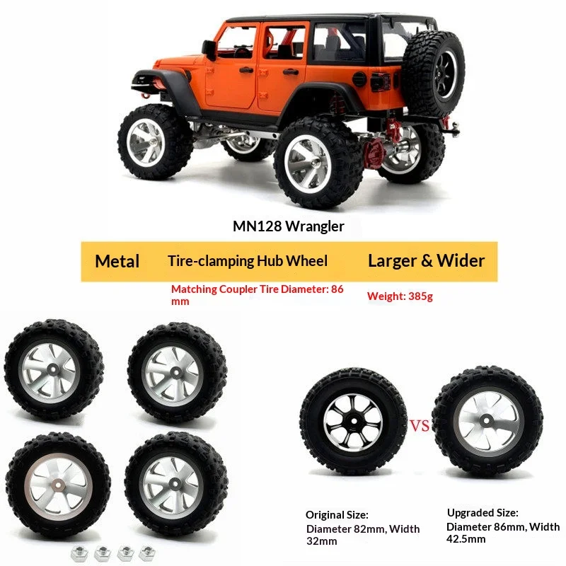Metal Wheel Hub Wide Enlarged Tire RC Upgrade Parts Compatible With MN128 1/12 Off-Road Vehicle, Chassis OP Modified Anti-Slip
Metal Wheel Hub Wide Enlarged Tire RC Upgrade Parts Compatible With MN128 1/12 Off-Road Vehicle, Chassis OP Modified Anti-Slip