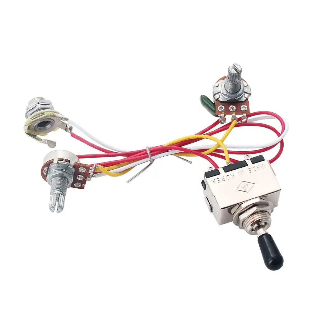 Kit Guitar Wiring Harness Toggle 1T1V Bass Volume Tone Pot Jack 500K Professional
Kit Guitar Wiring Harness Toggle 1T1V Bass Volume Tone Pot Jack 500K Professional