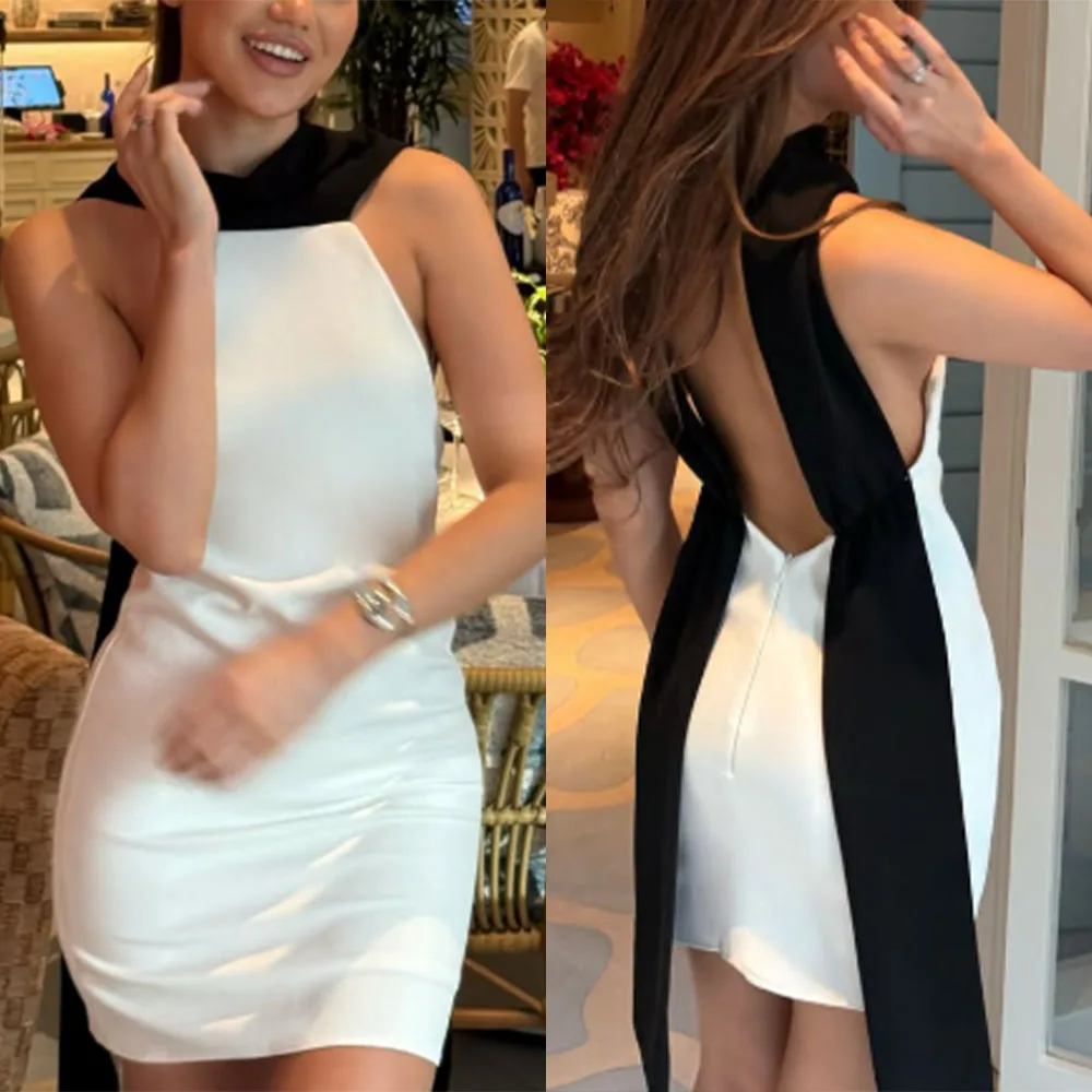 Customized Halter Above Knee Sleeveless Straight Elegant Dress Women for Wedding Party Платье Корейский Стиль Robe De Soirée
Customized Halter Above Knee Sleeveless Straight Elegant Dress Women for Wedding Party Платье Корейский Стиль Robe De Soirée