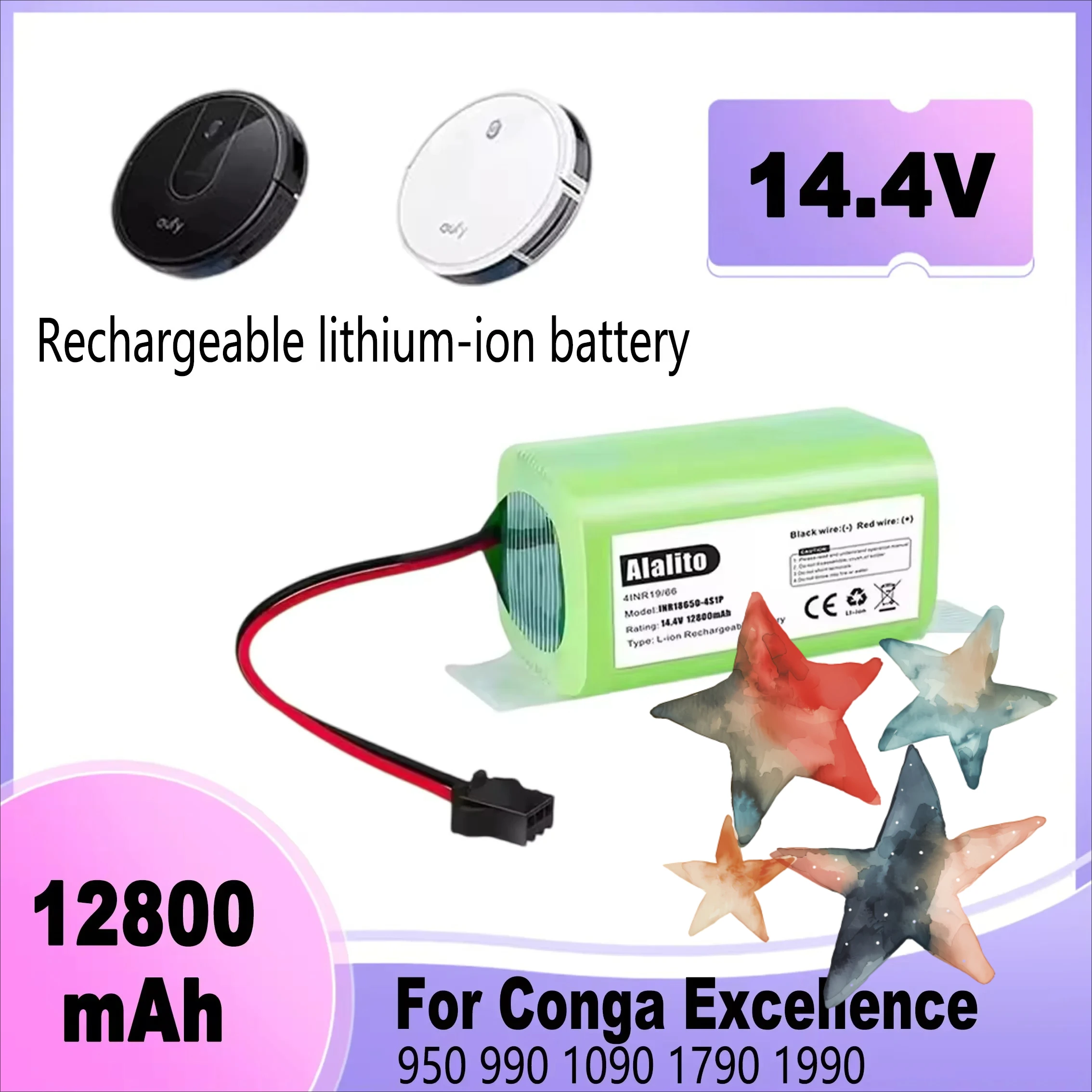 NEW 12800mAh Battery for Conga Excellence 1090 990 950 1790,Ecovacs Deebot N79 N79S DN622 RoboVac11 and IKOHS Netbot S14 S15
NEW 12800mAh Battery for Conga Excellence 1090 990 950 1790,Ecovacs Deebot N79 N79S DN622 RoboVac11 and IKOHS Netbot S14 S15