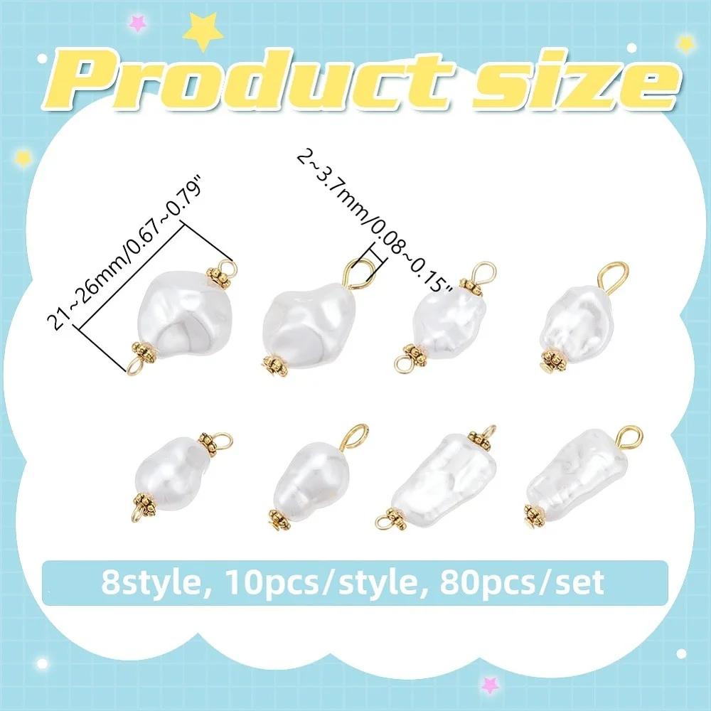 80Pcs 8 Styles Jewelry Making Findings Kits including Plastic Imitation Pearl Pendants Connector Charms
80Pcs 8 Styles Jewelry Making Findings Kits including Plastic Imitation Pearl Pendants Connector Charms