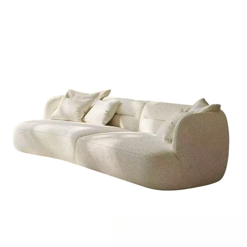 Italian minimalist household apartment fabric sofa French cream wind arc moon straight row
Italian minimalist household apartment fabric sofa French cream wind arc moon straight row