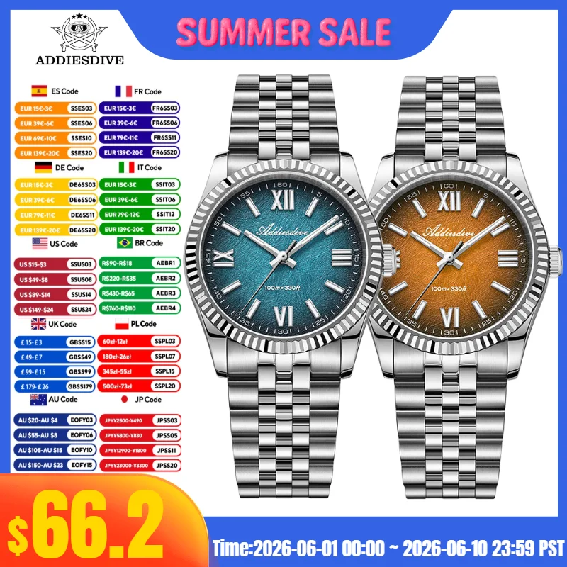ADDIESDIVE Men Dress Watch Sapphire Glass BGW9 Super Luminous Jubilee Strap AD2512 VH31 Movement 10Bar Waterproof Quartz Watch
ADDIESDIVE Men Dress Watch Sapphire Glass BGW9 Super Luminous Jubilee Strap AD2512 VH31 Movement 10Bar Waterproof Quartz Watch