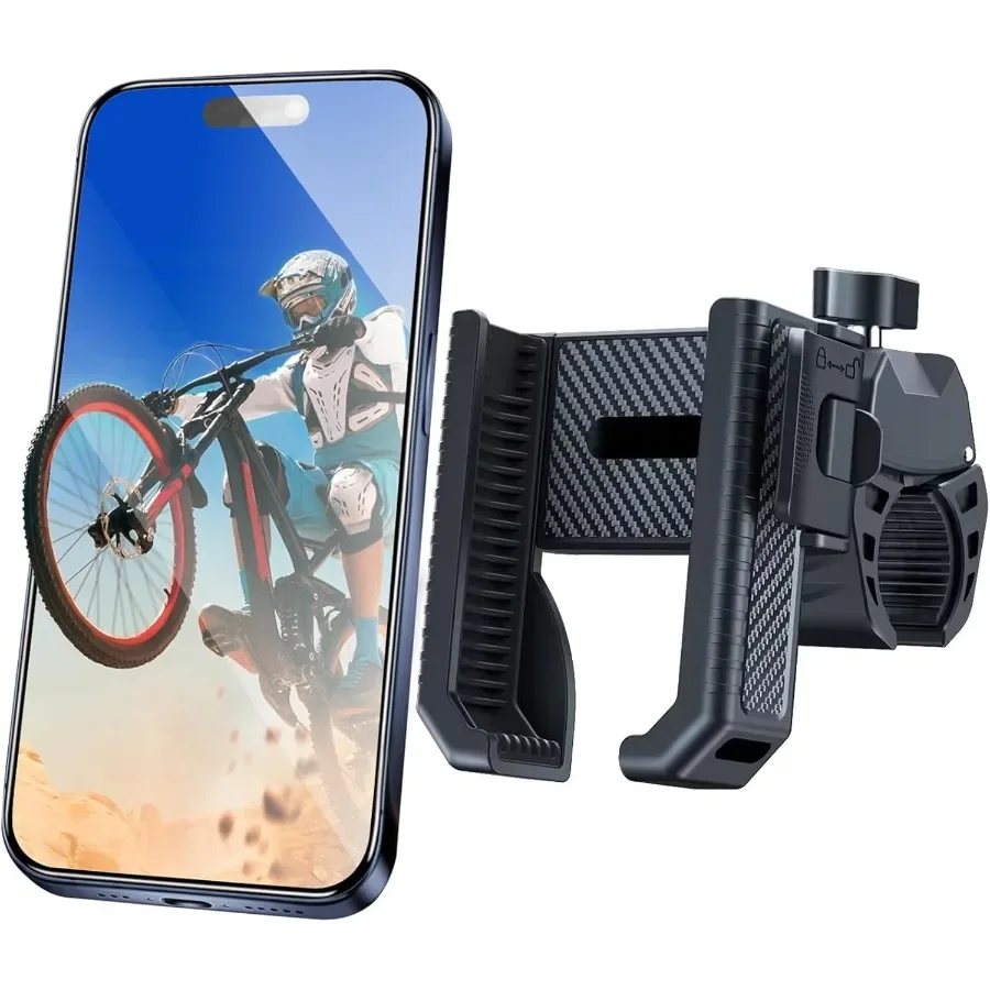 Bike Phone Mount Holder for Motorcycle with Handlebar Clamp and OneHand Release Mechanism Quick Lock Feature and 360 Degree Rot
Bike Phone Mount Holder for Motorcycle with Handlebar Clamp and OneHand Release Mechanism Quick Lock Feature and 360 Degree Rot