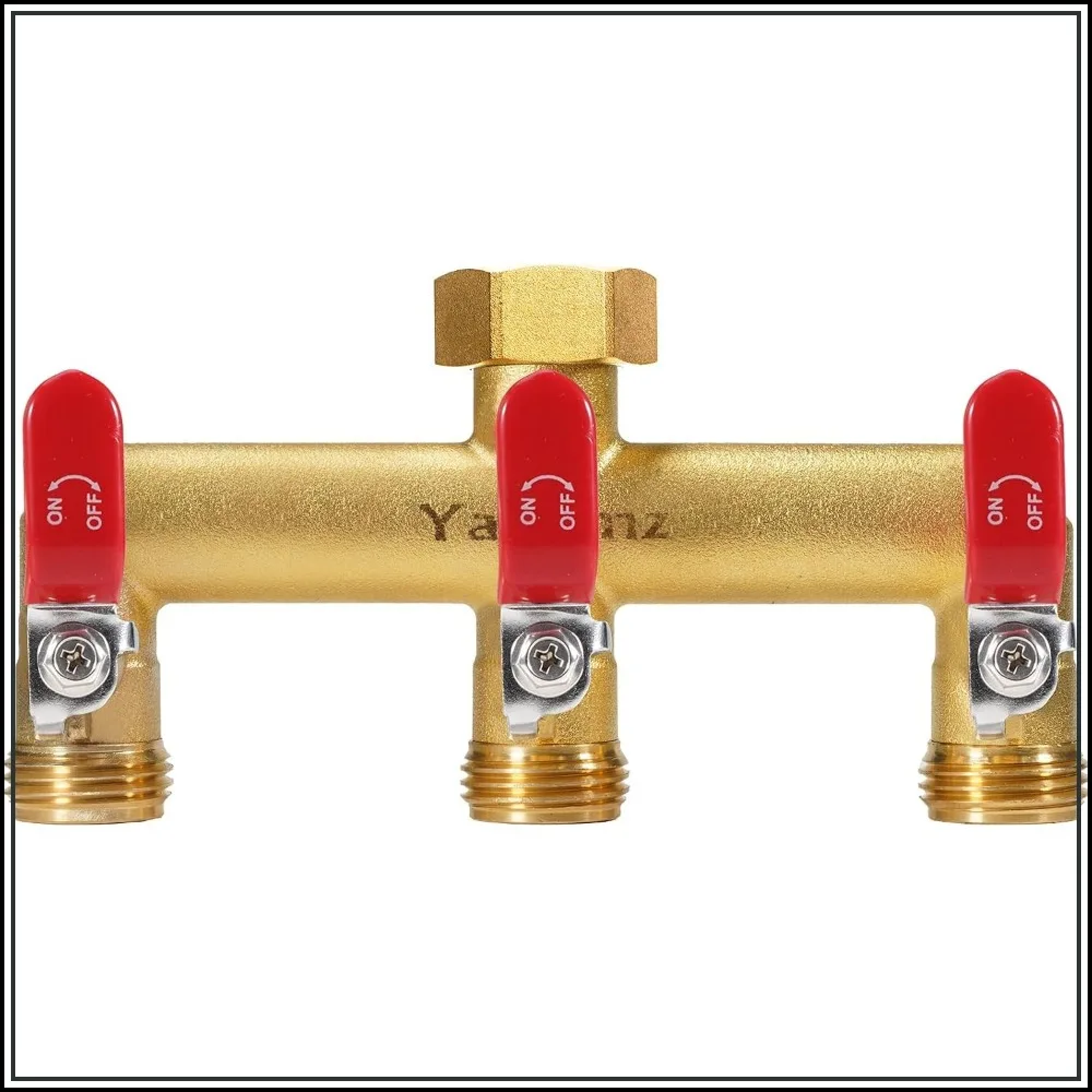 Garden Hose Splitter, 3/4" Rust & Freeze Resistant Outdoor Manifold with 3 Red Long Handles, Heavy Duty Brass 3-Way Valve
Garden Hose Splitter, 3/4" Rust & Freeze Resistant Outdoor Manifold with 3 Red Long Handles, Heavy Duty Brass 3-Way Valve
