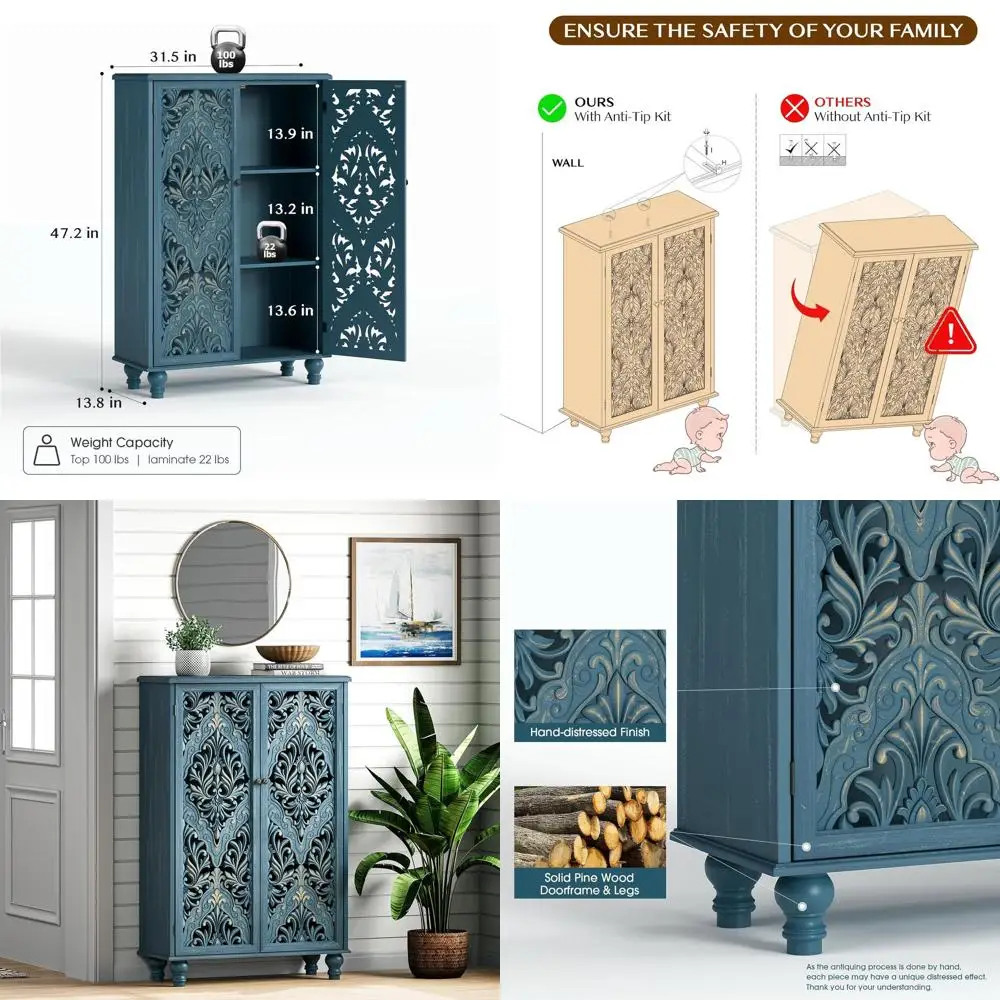 Hand-Carved Vintage Sideboard Cabinet, 47 Tall, Tall Storage Cabinet for Dining Room, Accent Cabinet with Shelves, Slim Floor Cu
Hand-Carved Vintage Sideboard Cabinet, 47 Tall, Tall Storage Cabinet for Dining Room, Accent Cabinet with Shelves, Slim Floor Cu
