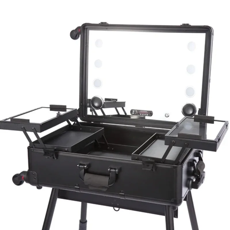 Aluminum Professional Rolling Trolley Suitcase Train Case, Mirror with Light LED Light
Aluminum Professional Rolling Trolley Suitcase Train Case, Mirror with Light LED Light