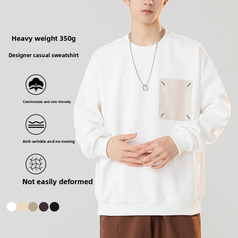 【Mirrordust】Loose Round Neck Sweatshirt350Heavyweight Men's Spring and Autumn Color Block Patch Pullover Commuter Top
【Mirrordust】Loose Round Neck Sweatshirt350Heavyweight Men's Spring and Autumn Color Block Patch Pullover Commuter Top