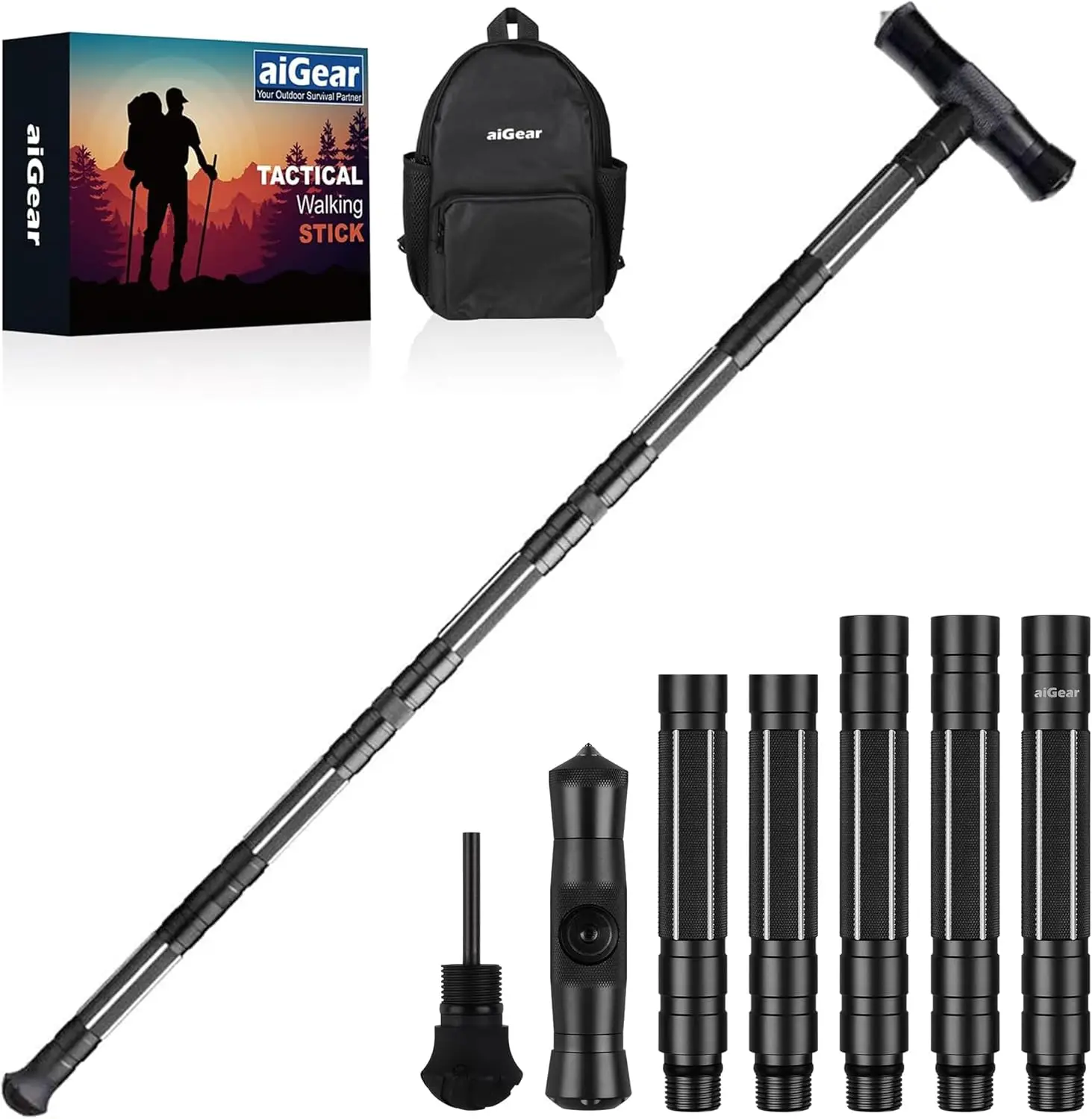 G2 Tactical Hiking Stick, 5-Section Heavy Duty Walking Staff for Men Women, Aerospace-Grade Alloy Trekking Poles with Integrated
G2 Tactical Hiking Stick, 5-Section Heavy Duty Walking Staff for Men Women, Aerospace-Grade Alloy Trekking Poles with Integrated