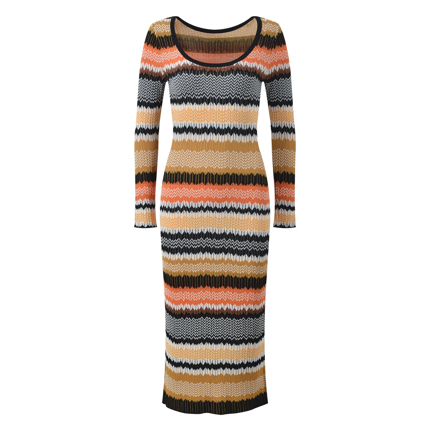 Elegant Long Knitted Dress Color Block Wave Pattern Slimming Fashionable Autumn Winter New Arrival Women's Dress
Elegant Long Knitted Dress Color Block Wave Pattern Slimming Fashionable Autumn Winter New Arrival Women's Dress