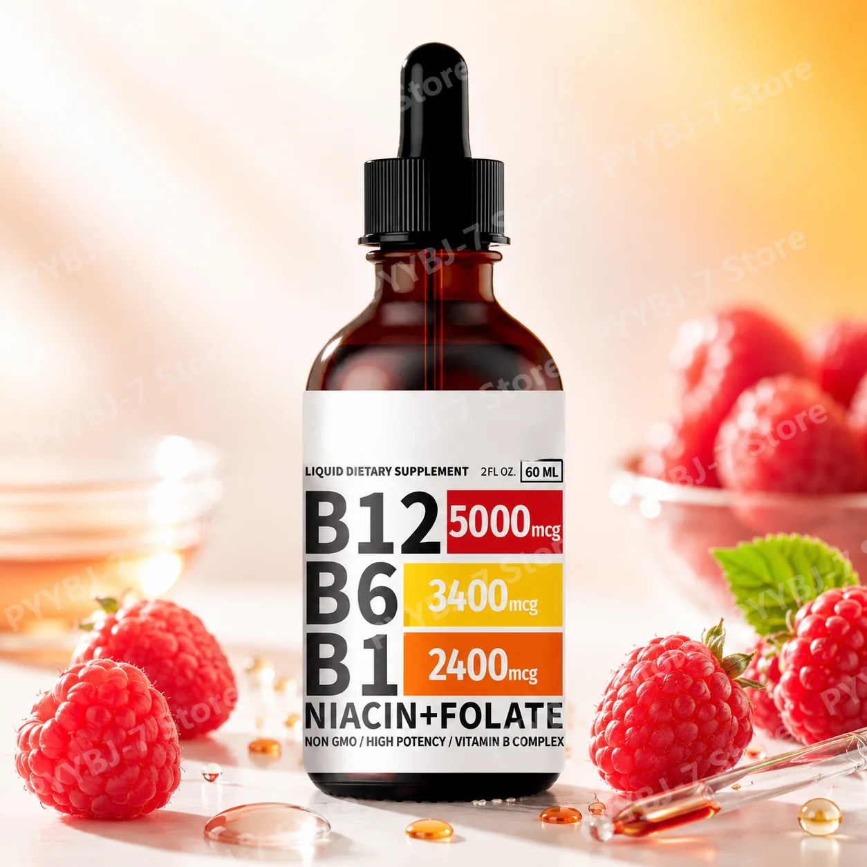 5-in-1 Vitamin B Complex Liquid Drops B12 B6 B1 Niacin Folate Support Normal Energy Metabolism Immune System Health
5-in-1 Vitamin B Complex Liquid Drops B12 B6 B1 Niacin Folate Support Normal Energy Metabolism Immune System Health