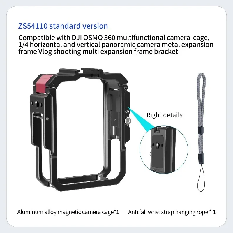 For DJI Osmo 360 Metal Frame Protective Cage Side Button 1/4 Adapter Cold Shoe Mount Magnetic Tripod Action Camera Bracket
For DJI Osmo 360 Metal Frame Protective Cage Side Button 1/4 Adapter Cold Shoe Mount Magnetic Tripod Action Camera Bracket