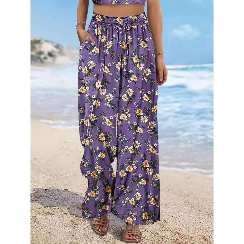 Женские летние брюки больших размеров в стиле бохо, широкие брюки с высокой талией, повседневные домашние брюки с цветочным принтом и карманами, брюки
Женские летние брюки больших размеров в стиле бохо, широкие брюки с высокой талией, повседневные домашние брюки с цветочным принтом и карманами, брюки