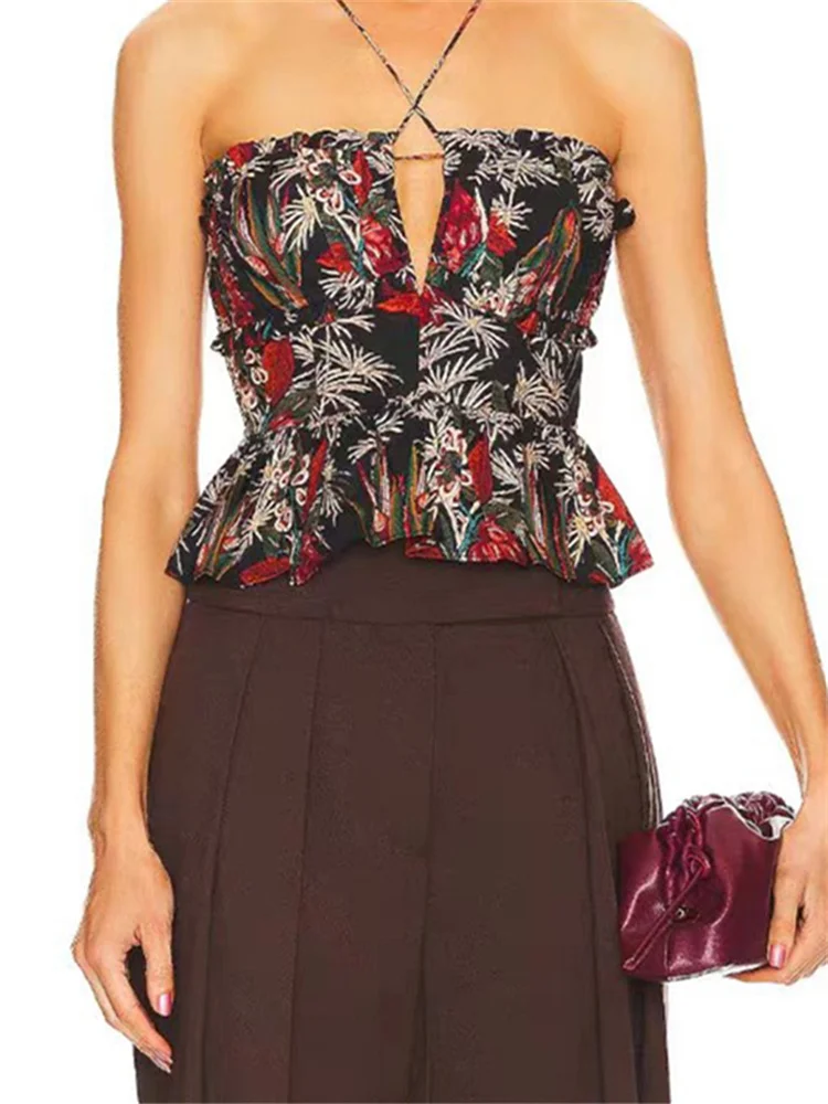 Cotton Women Pleated Tube Tank Top 2024 New Slim Retro Floral Print Ladies Sleeveless Halter Sexy Camis Vest All-Match
Cotton Women Pleated Tube Tank Top 2024 New Slim Retro Floral Print Ladies Sleeveless Halter Sexy Camis Vest All-Match