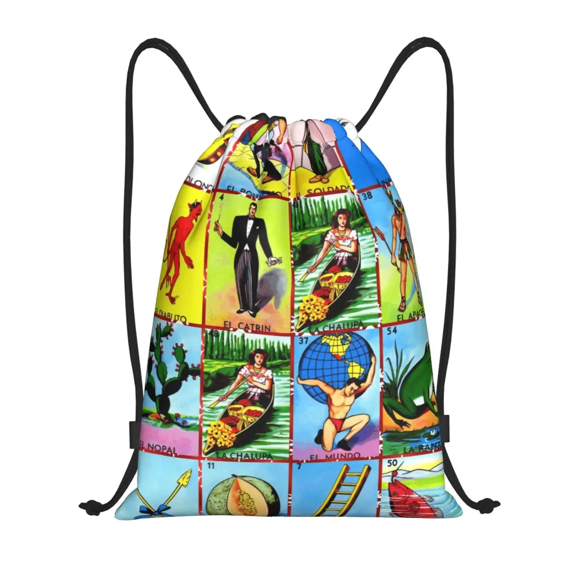Custom Loteria Card Mexican Bingo Lottery Drawstring Bag for Training Yoga Backpacks Women Men Sports Gym Sackpack
Custom Loteria Card Mexican Bingo Lottery Drawstring Bag for Training Yoga Backpacks Women Men Sports Gym Sackpack