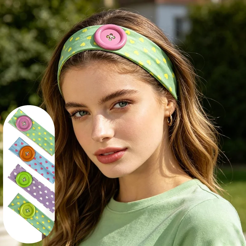 Y2K Colorful Heart Print Headband Spicy Girl Ins Vintage Polka Dot Headband With Decorative Button Sweet Cool Sports Headband
Y2K Colorful Heart Print Headband Spicy Girl Ins Vintage Polka Dot Headband With Decorative Button Sweet Cool Sports Headband