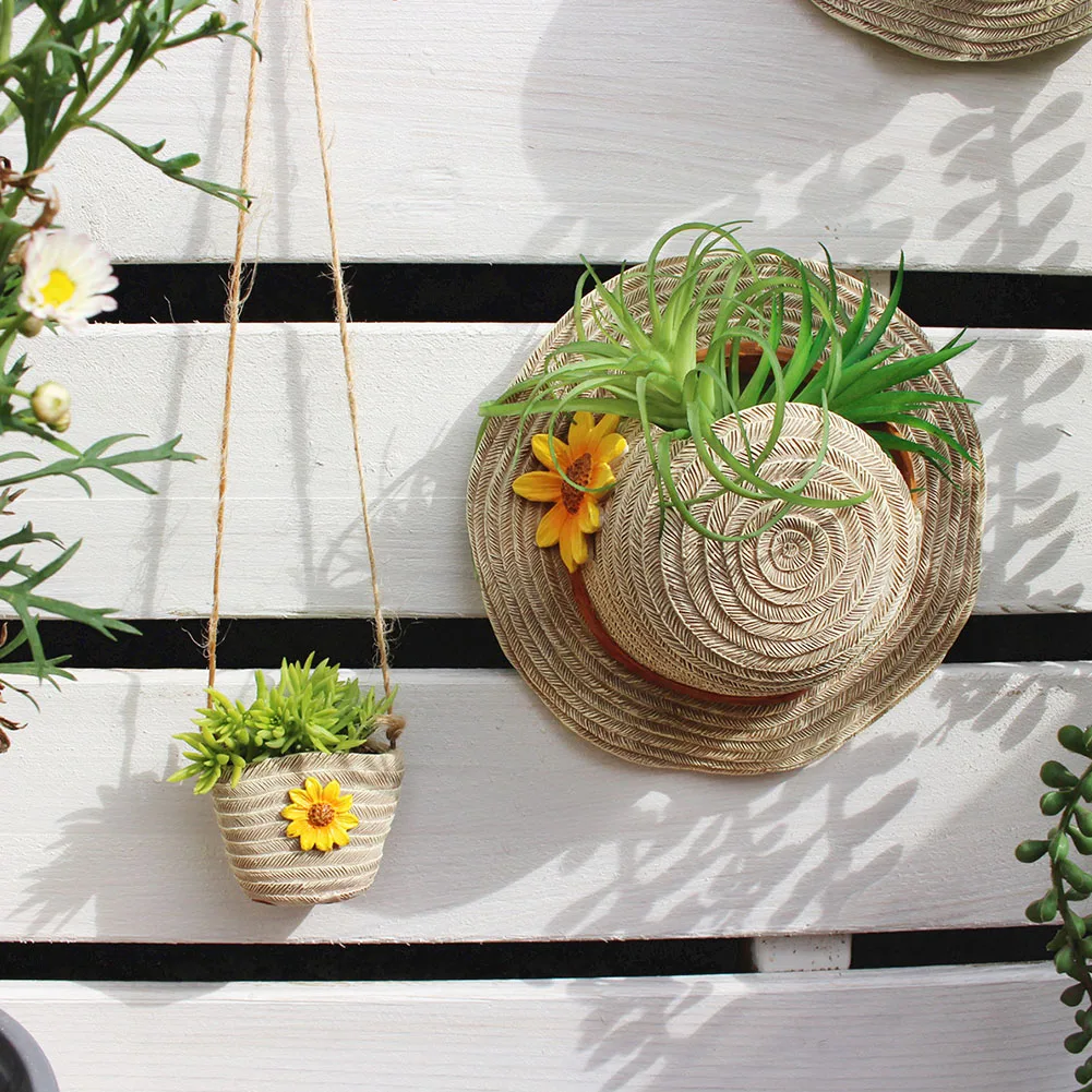 Resin Bag and Straw Hat Succulent Planter Boho Straw Hat Wall Hanging Flower Pot Garden Hanging Flower Pot Plant Container Gift
Resin Bag and Straw Hat Succulent Planter Boho Straw Hat Wall Hanging Flower Pot Garden Hanging Flower Pot Plant Container Gift
