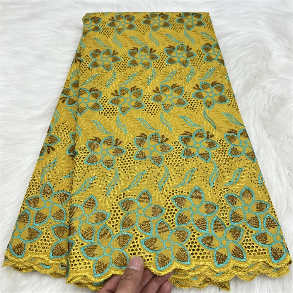 Latest African Cotton Laces Fabric 2025 New Arrivals 5 Yards Swiss Voile Lace With Stones For Sewing Women Wedding Party Dresses
Latest African Cotton Laces Fabric 2025 New Arrivals 5 Yards Swiss Voile Lace With Stones For Sewing Women Wedding Party Dresses