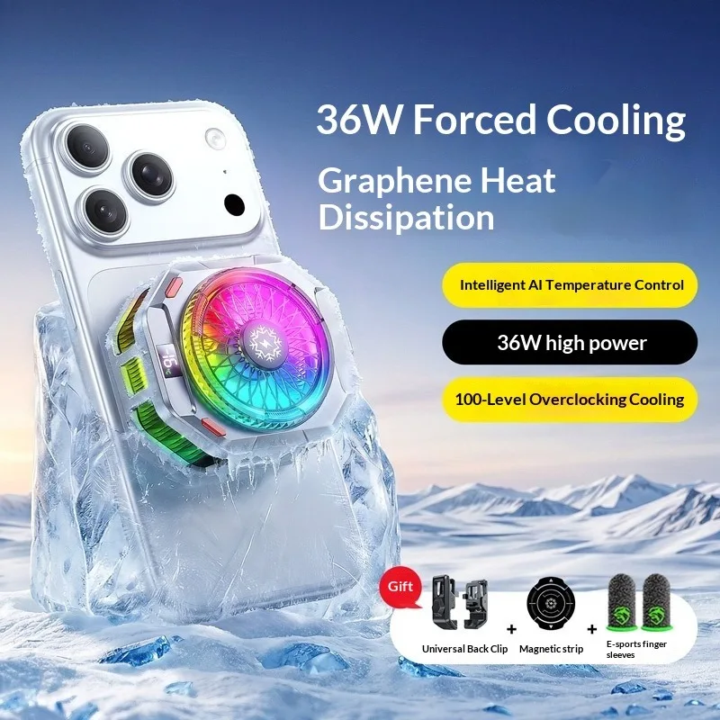 AI Dual-Chip Graphene Phone Cooler, 36W TEC Gaming Radiator, Magnetic & Clip-On for IPhone/Android, No Condensation
AI Dual-Chip Graphene Phone Cooler, 36W TEC Gaming Radiator, Magnetic & Clip-On for IPhone/Android, No Condensation