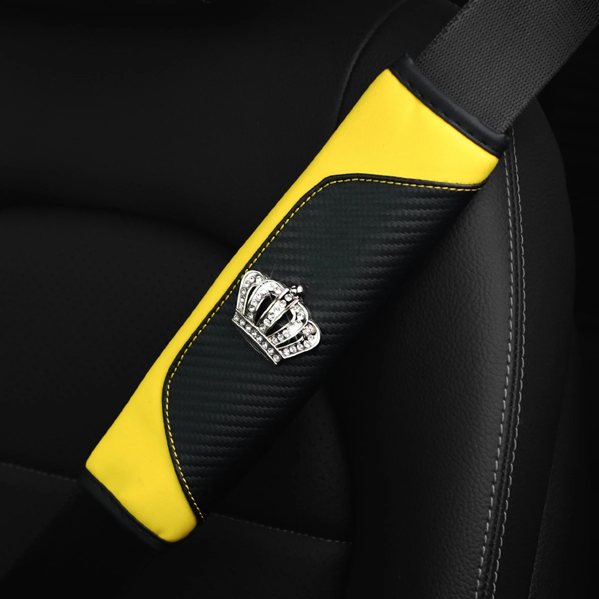 1 set of PU carbon fiber leather diamond-encrusted crown car shoulder guard safety belt decoration for car interior accessories
1 set of PU carbon fiber leather diamond-encrusted crown car shoulder guard safety belt decoration for car interior accessories