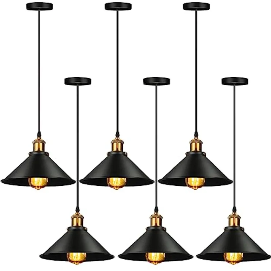 6 Pieces Industrial Pendant Lights E26 E27 Base Farmhouse Lampshade for Hanging Light Vintage Metal Shade Fixtures Barn for Kit
6 Pieces Industrial Pendant Lights E26 E27 Base Farmhouse Lampshade for Hanging Light Vintage Metal Shade Fixtures Barn for Kit