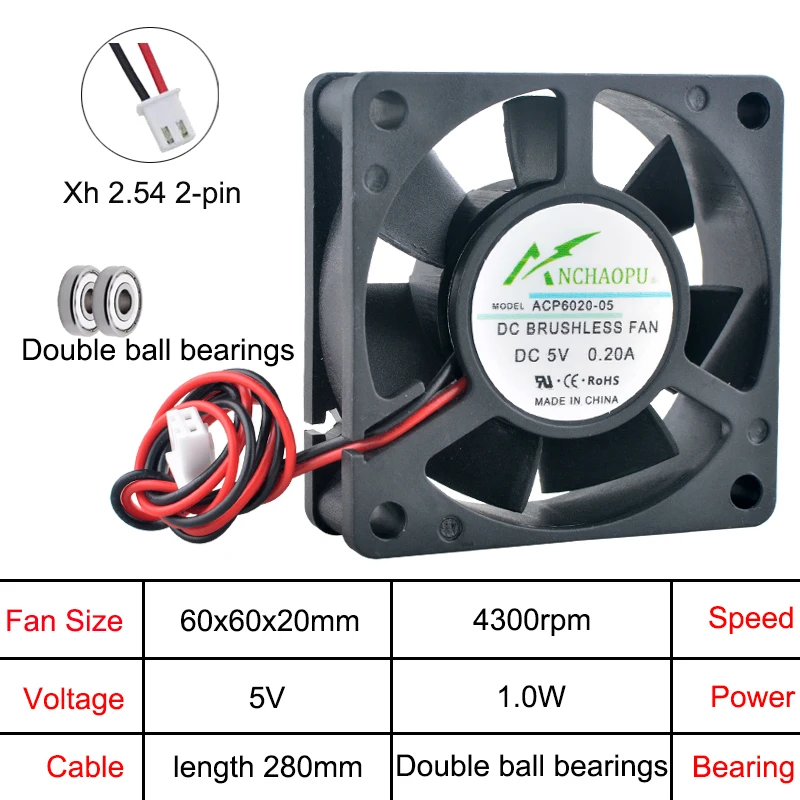 (3 шт.) Осевой вентилятор охлаждения 60 мм ACP6020, 2-контактный, 5В/12В/24В, опционально для источников питания частотных преобразователей, 60x60x20 мм
(3 шт.) Осевой вентилятор охлаждения 60 мм ACP6020, 2-контактный, 5В/12В/24В, опционально для источников питания частотных преобразователей, 60x60x20 мм